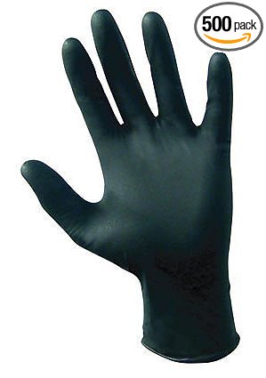 SAS Safety 66518 (5 PACK) Raven Powder-Free Black Nitrile 6 Mil Gloves, Large