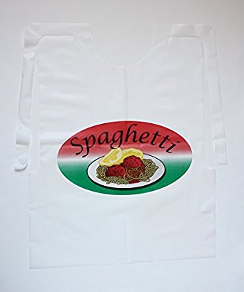 Disposable Spaghetti Bibs with Meatballs Case of 500 Plastic