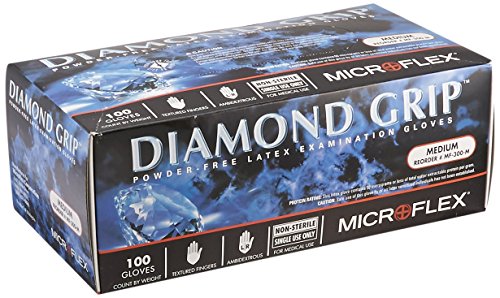 Microflex MF-300-M Diamond Grip Powder-Free Examination Glove, 9.6