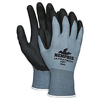 Memphis Glove 127-9699L Ultra Tech Air Infused Glove, PVC, 18 gal, Large, Black (Pack of 12)