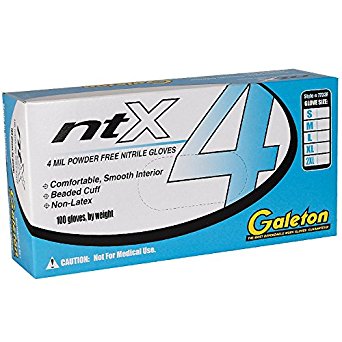Galeton 7733F-L 7733F Ntx 4 mil Disposable Nitrile Gloves, Powder Free, Box of 100, Large ,Blue