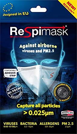Respimask Medium Antiviral Face Mask - 5pcs - virus, dust, pollen, mold spores, flu, cold, bacteria, smog protection