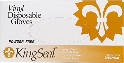 KingSeal Vinyl Disposable Gloves, Powder-Free, 4 mil, Clear, Medium, 4 bx/100 per Case