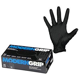 Modern Grip 18105-M Nitrile 8 mil Thickness Premium Disposable Gloves – Industrial and Household, Powder Free, Latex Free, Micro Textured for Superior Grip - Black - Medium (50 count)