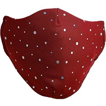 M11 Allergy Mask - Dark Red Mesh Silver Hologram Sequins (Available as Matching Scarf Set)