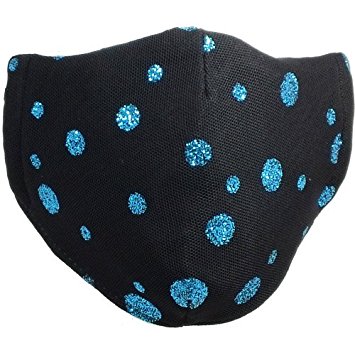 Flu Mask - M11 Black Mesh - Turquoise Glitter Dots (Available As Matching Scarf Set)