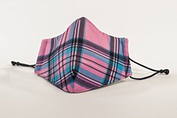 Germ Mask - M11 Pink Plaid (Available As Matching Scarf Set)