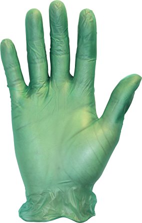 Disposable Vinyl Gloves - Heavy Duty 6.5 Mil Green Vinyl, Lightly Powdered, Latex Free and Allergy Free, Plastic, Work and Cleaning, Size Small (Box of 100)