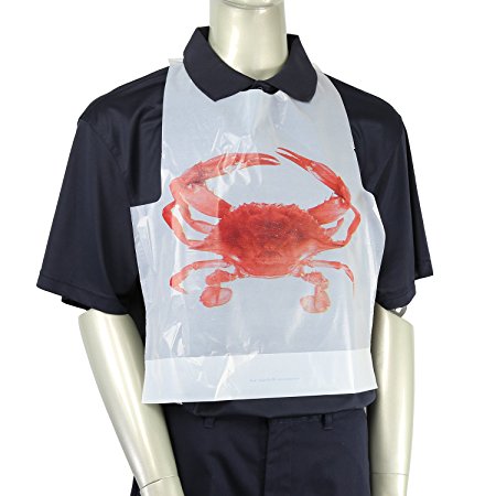 Royal Adult Poly Bibs with Crab Design, Package of 500