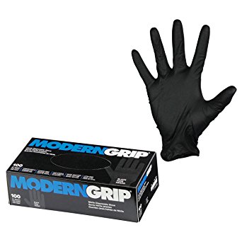 Modern Grip 16105-L Nitrile 6 mil Thickness Premium Disposable Gloves – Industrial and Household, Powder Free, Latex Free, Micro Textured for Superior Grip - Black - Large (100 count)