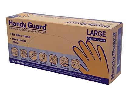 Adenna Handy Guard 3.5 mil Vinyl Powdered Gloves (Translucent, Large) Box of 100