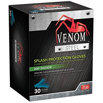 VEN6025 Venom Steel Latex Gloves, Splash Protection, Blue (Pack of 30)