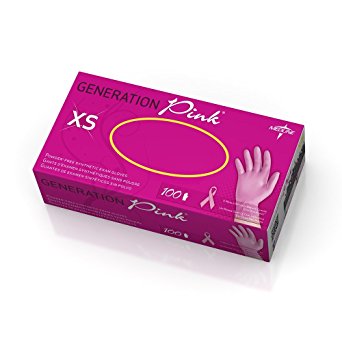 Medline PINK6073 Generation 3G Synthetic Exam Gloves, Latex Free, 9.5