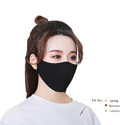 iHomey 3-Pack Black Cotton Thin Breathable Dust-proof and Anti-flu Mouth Mask Fit for Spring/Summer/Autumn
