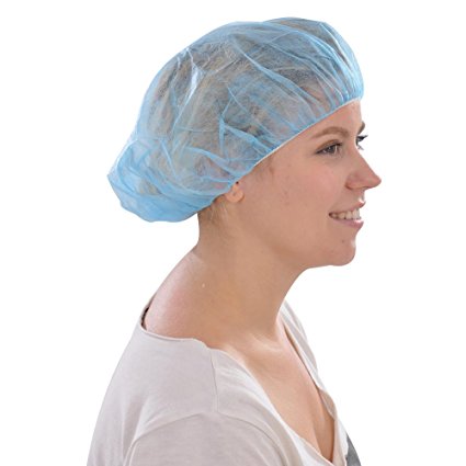 Raytex Disposable Hair Net Bouffant Cap Spun-Bonded Polypropylene Non-Woven Head Cover Hat Elastic Latex Free 21