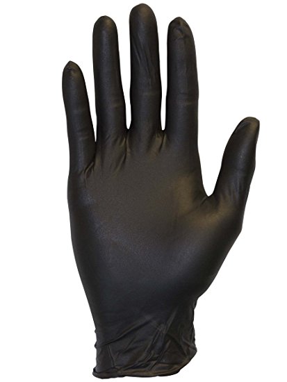 The Safety Zone Nitrile Gloves Black or Blue Powder Free (100pack) (Large, black)