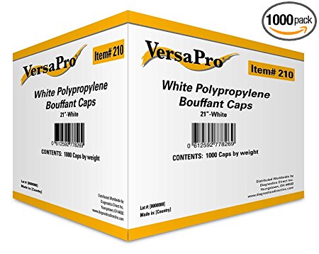 Disposable Hair Net, Spun-Bonded Polypropylene, White, 100 per Bag (Case of 1000)