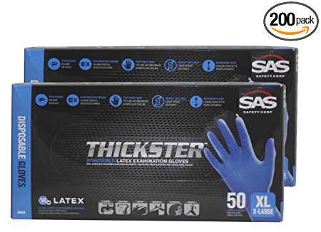 SAS 6604 (2 boxes) Thickster Textured Safety Latex Gloves, X-Large