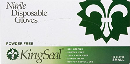 KingSeal Nitrile Disposable Gloves, Powder-Free, Blue, 4 mil, Large, 4 bx/100 per Case