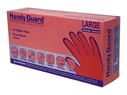Adenna Handy Guard 3.5 mil Vinyl Powder Free Gloves (Translucent, Large) Box of 100