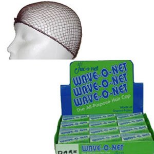 Wave-O-Net Medium Weight Hairnets--Brown Packed 24 per display,1 Display of 24 Nets