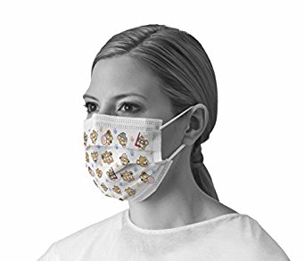 Medline NONBUDDYEL Pediatric Print Procedure Face Mask with Earloops, Polypropylene, Latex, Adult (Pack of 300)
