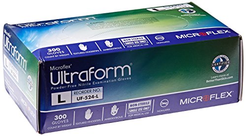 Microflex UF524L Ultraform Powder Free Nitrile Glove Size Large Box of 300