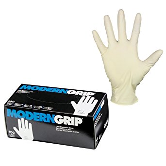 Modern Grip 19000-M Latex 9 mil Thickness Heavy Duty Disposable Gloves – Industrial and Household - Powder Free - Natural White - Medium (100 count)