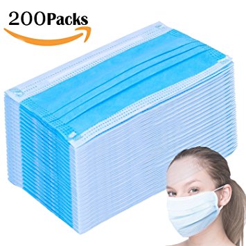 200 Count 3 Ply Filter Mask Commercial Dental Surgical Medical Disposable Earloop Face Masks